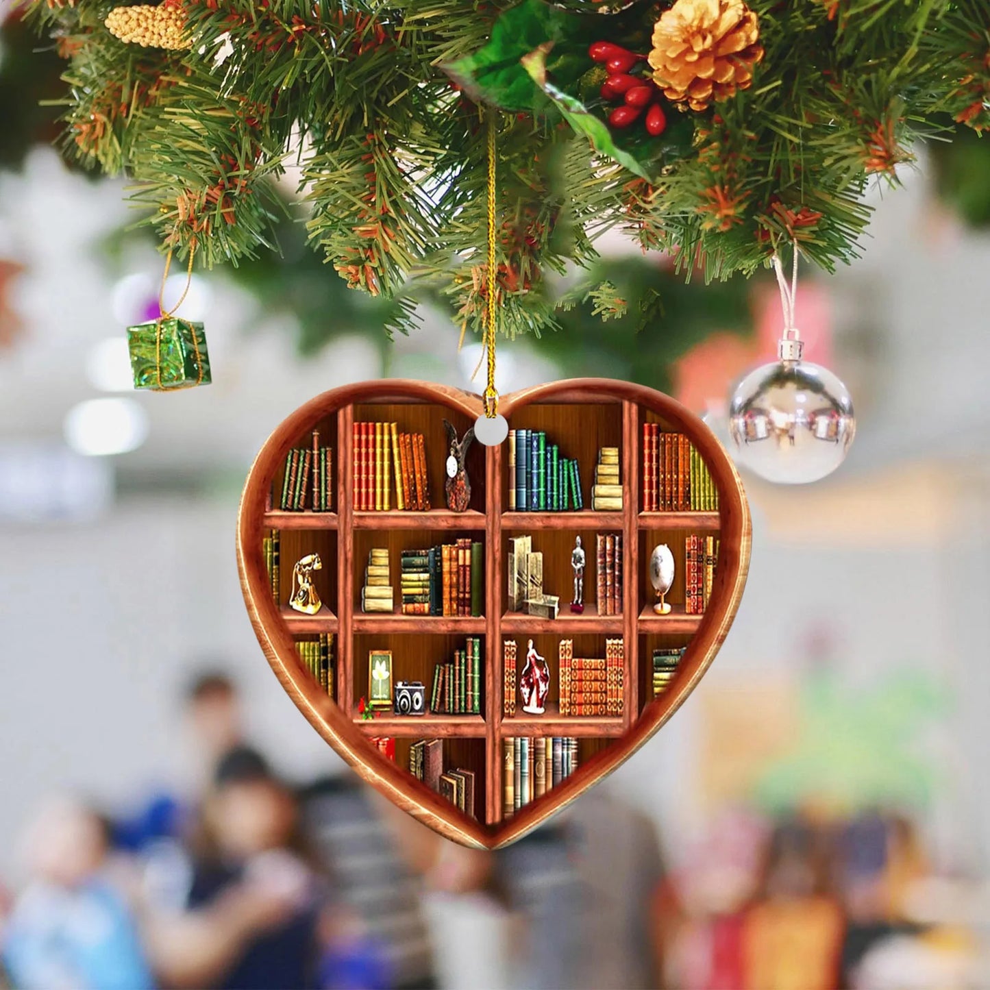 Book Lovers Bookshelf Ornament